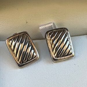 Silver Rectangular Earrings